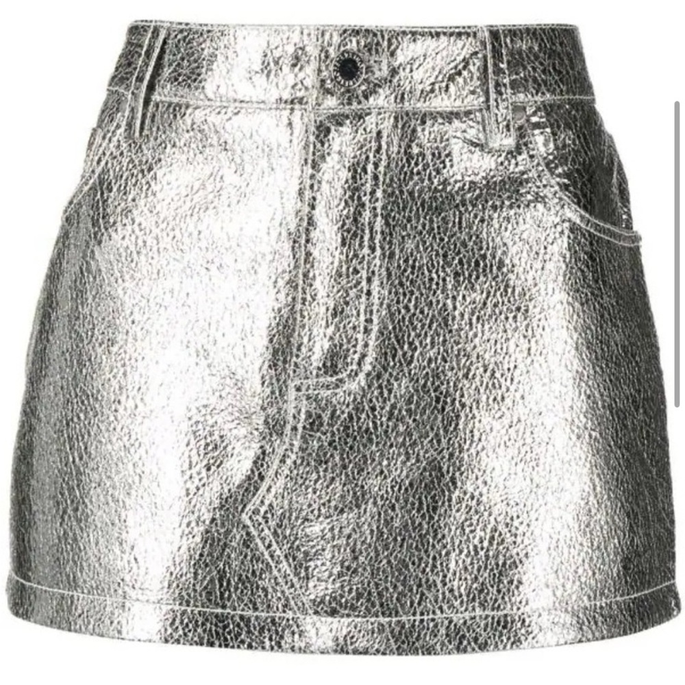 Retrofete Nico silver leather mini skirt
